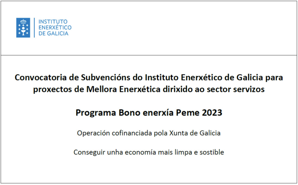 Cartel oficial del Programa Bono enerxía Peme 2023 del INEGA para Apartamentos Río Sil.